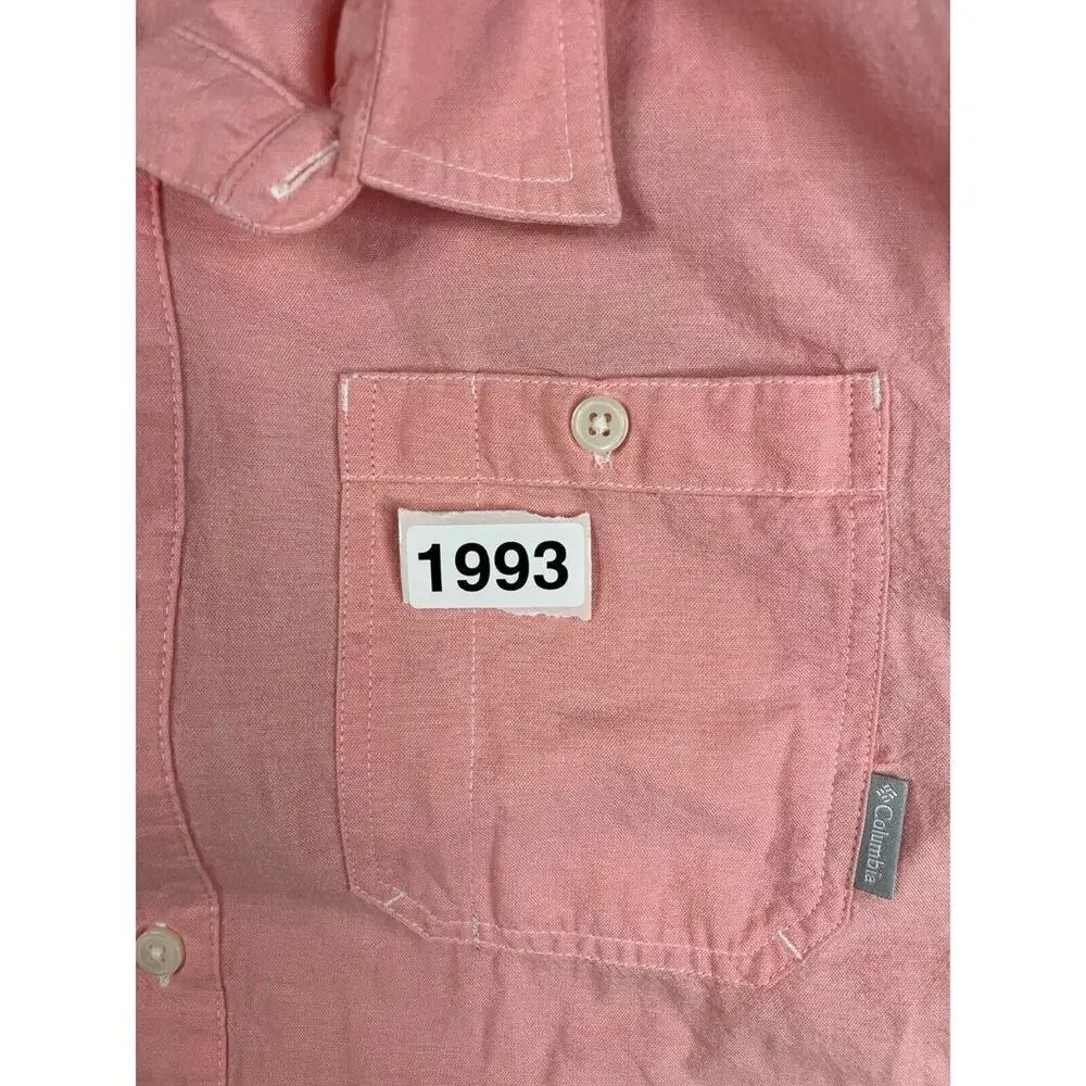 Columbia Shirt Mens Large Red Solid 100% Cotton Button Up‎ - Picture 6 of 6